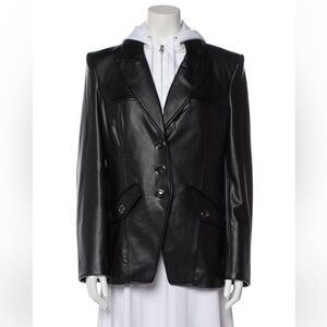 Veronica Beard Dickey Vegan Leather Jacket with white VB cotton Dickey $175 nwt